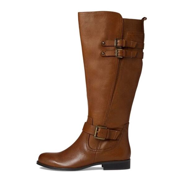 NIB Naturalizer 8M Jackie Leather Knee High Riding Boots Zip Buckle Cinnamon - Picture 2 of 15